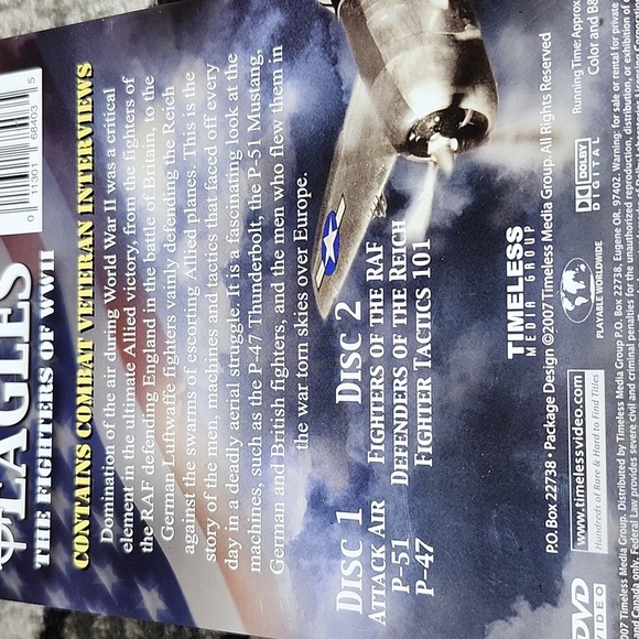 A CLASH OF EAGLES THE FIGHTERS OF WWII COLLECTOR TIN 2 DVD'S P-51 P-47 TACTICS - Picture 3 of 13